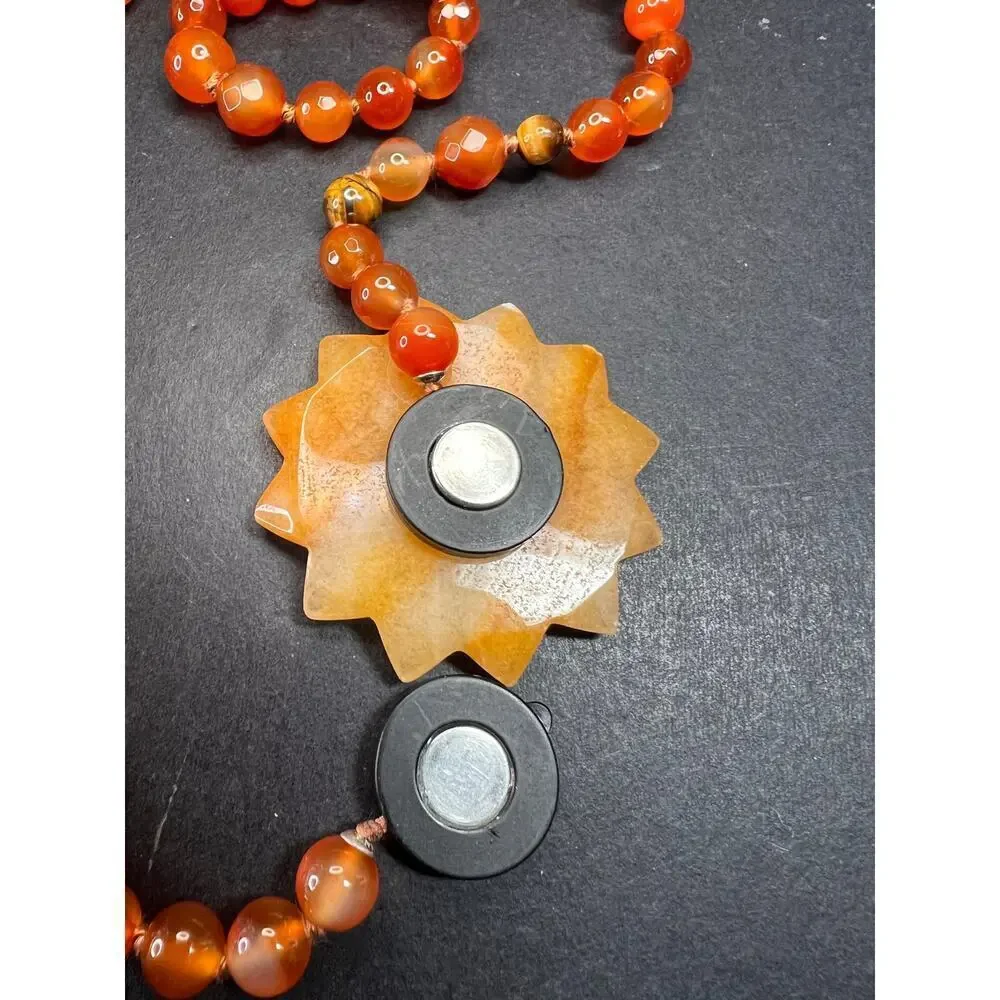 NEW carnelian multi stone sunface knotted necklace - Picture 3 of 16